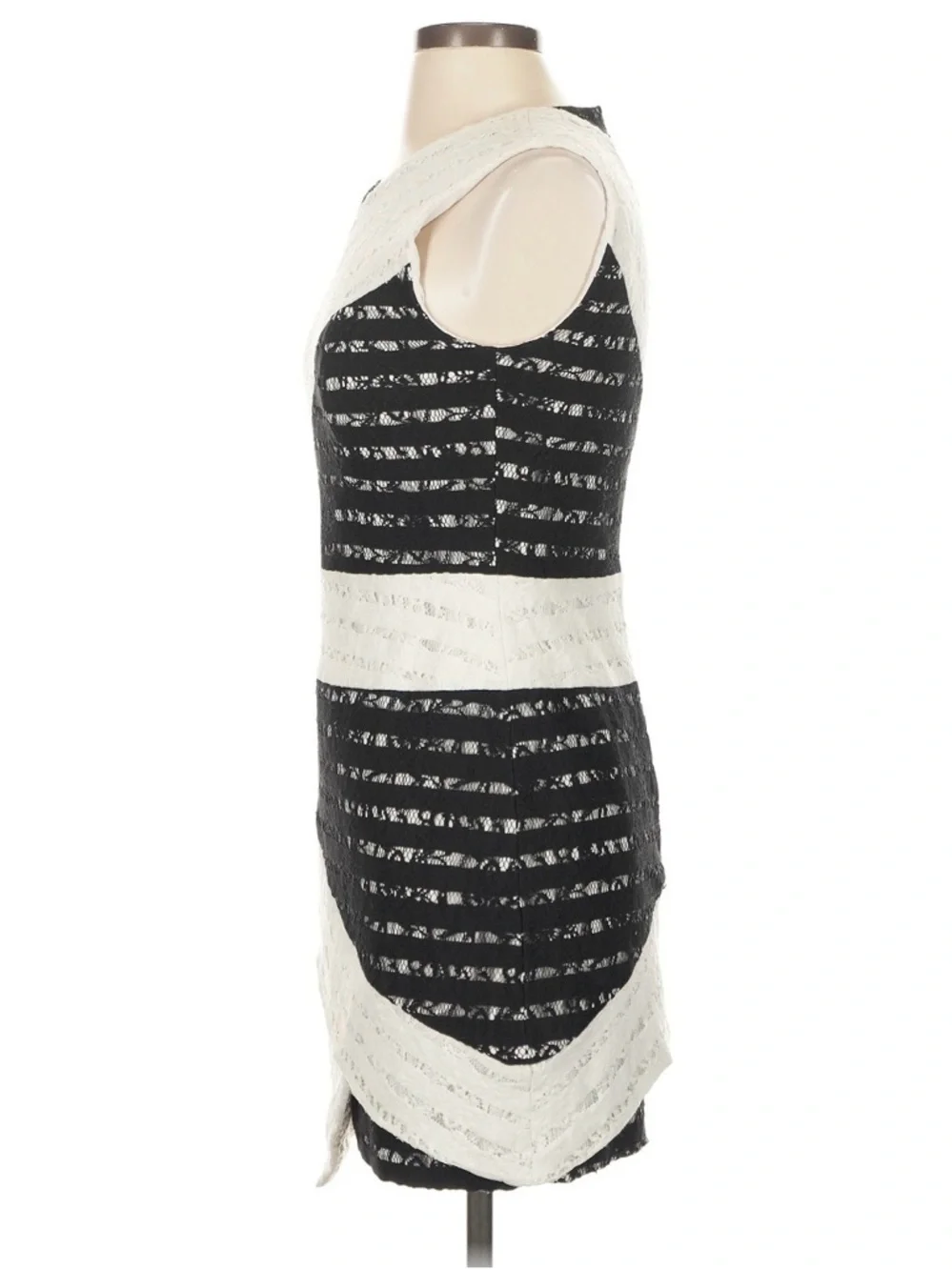 Revolve BCBGMaxAzria Black and White Diagonal Panel Mini Dress - Picture 7 of 9